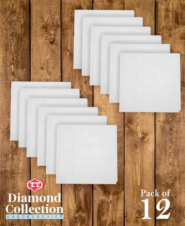 T.T. Mens Formal 100% Cotton Handkerchief In White Pack Of 12