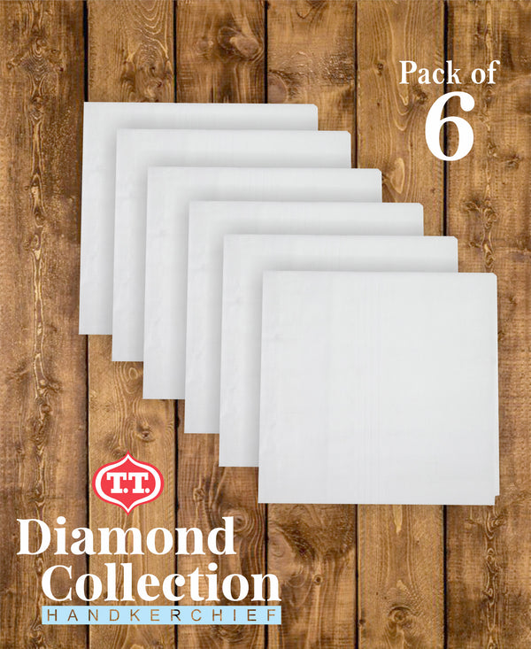 T.T. Mens Formal 100% Cotton Handkerchief In White Pack Of 6
