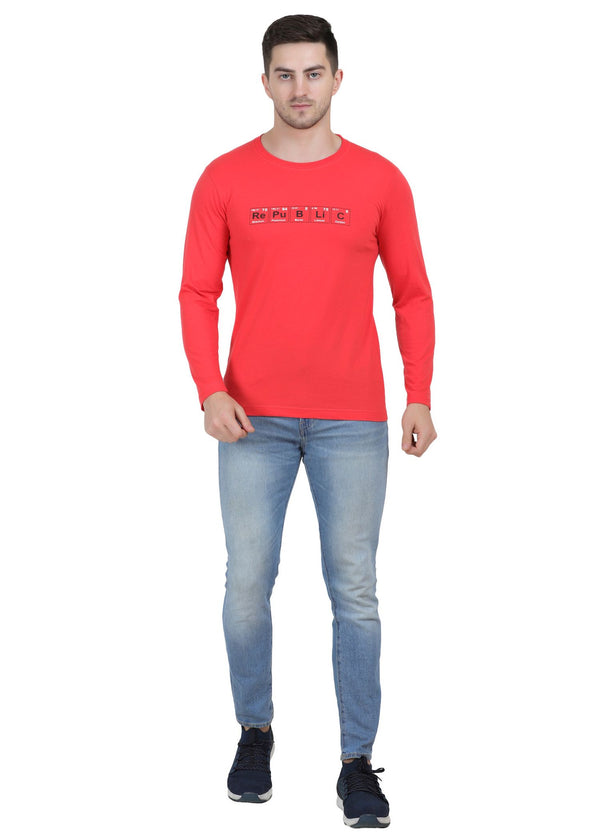 HiFlyers Mens Coral Regular FitPrinted Round Neck Full Sleev Tshirt