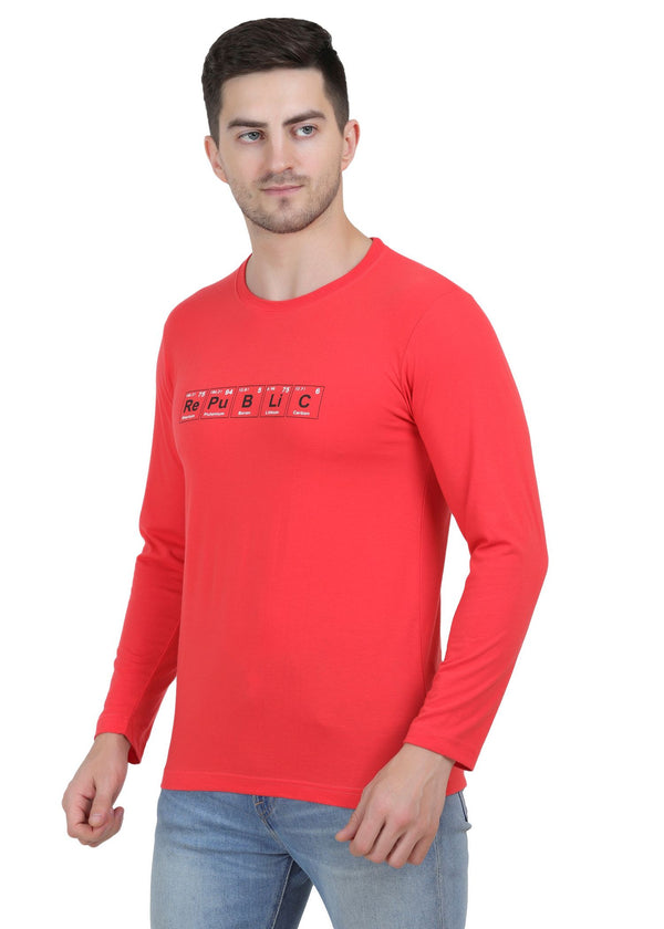 HiFlyers Mens Coral Regular FitPrinted Round Neck Full Sleev Tshirt