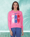 HiFlyers Women Pink Regular Fit Printed Round Neck Sweatshirt