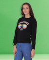 HiFlyers Women Black Regular Fit Printed Round Neck Sweatshirt