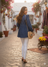 Blue cotton butterfly top