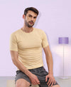 T.T Mens Regular FitPoly Jersey Round Neck Half Sleeve T-Shirt- Ivory