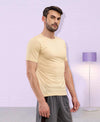 T.T Mens Regular FitPoly Jersey Round Neck Half Sleeve T-Shirt- Ivory