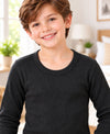 T.T. Boys|Regular Fit|Cotton Rich|With Elastomeric Finish|Soft & Warm Winter Innerwear For Kids|Full Sleeves Top & Bottom Set |Thermal Set||Black
