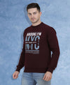 HiFlyers Mens Maroon Slim Fit Printed Round Neck Sweatshirt
