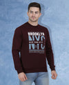HiFlyers Mens Maroon Slim Fit Printed Round Neck Sweatshirt