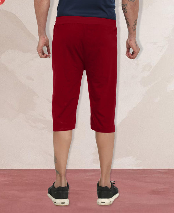 T.T. Men'S Poly Jersey Cut & Sew Three Fourth -Maroon