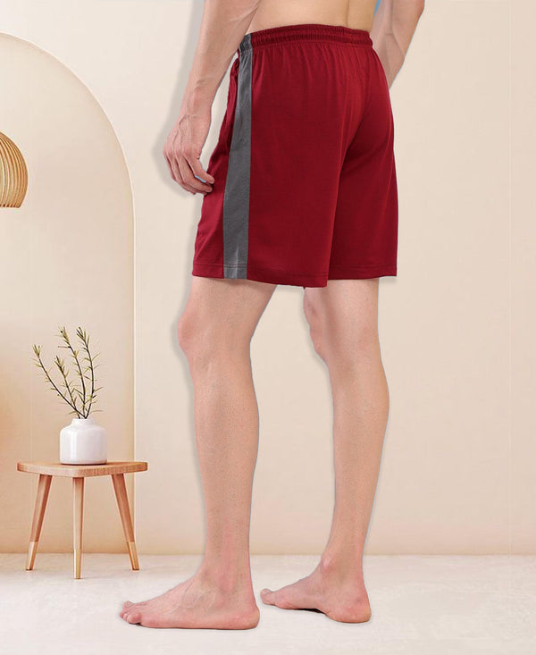 T.T. Men'S Poly Jersey Cut & Sew Short -Maroon