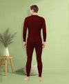 T.T. Men Regular Fit Hotpot Dyed Cotton Fleece Heavy Winter Thermal Set (Top & Bottom) -Maroon