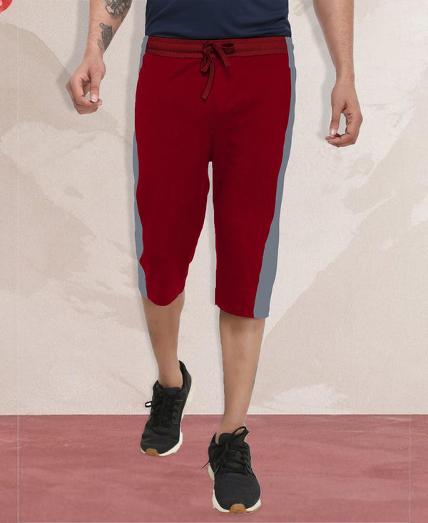 T.T. Men'S Poly Jersey Cut & Sew Three Fourth -Maroon