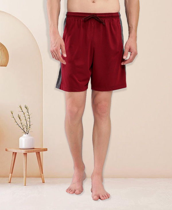 T.T. Men'S Poly Jersey Cut & Sew Short -Maroon