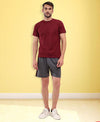 T.T. Men Eco Friendly (Cotton Rich) Recycled Fabric Solid Round Neck Regular Fit Maroon