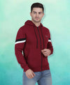 HiFlyers Mens Maroon Regular Fit Printed Sweatshirt With Hood And Zipper