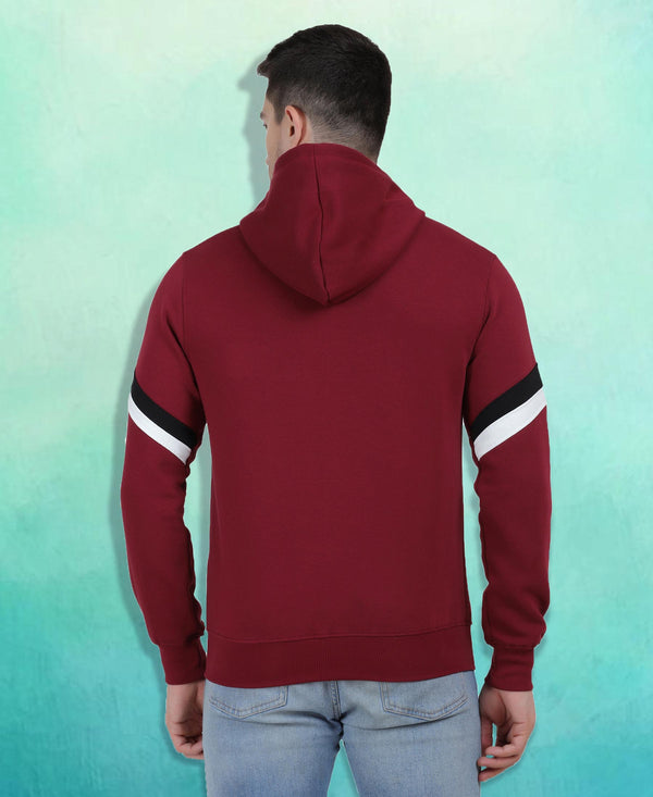 HiFlyers Mens Maroon Regular Fit Printed Sweatshirt With Hood And Zipper