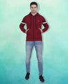 HiFlyers Mens Maroon Regular Fit Printed Sweatshirt With Hood And Zipper