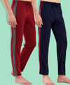 T.T. Men Regular Fit Poly Jersey Cut And Sew Trackpant Pack Of 2-Maroon-Navy
