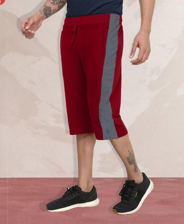 T.T. Men'S Poly Jersey Cut & Sew Three Fourth -Maroon