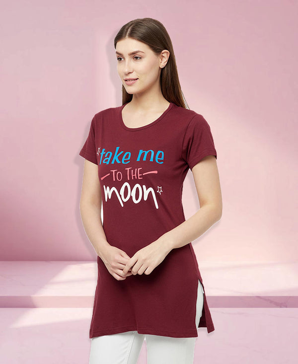 T.T. Women Maroon Regular Printed Tunic
