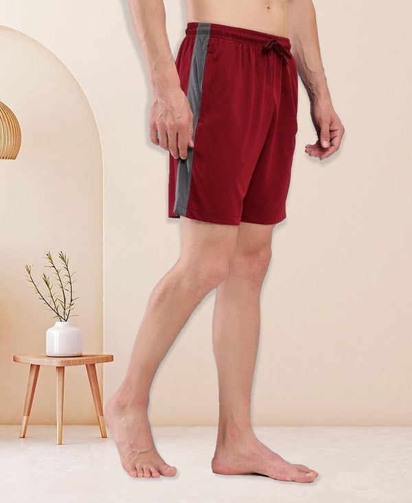 T.T. Men'S Poly Jersey Cut & Sew Short -Maroon