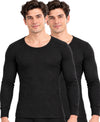 T.T. Men Regular Fit Cotton Rich With Elastomeric Finish Thermal Top Pack Of 2-Black