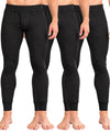 T.T. Men Regular Fit Cotton Rich With Elastomeric Finish Thermal Trouser Pack Of 3-Black