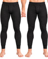 T.T. Men Regular Fit Cotton Rich With Elastomeric Finish Thermal Trouser Pack Of 2-Black