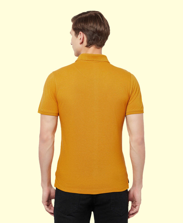 HiFlyers Men'S Solid Tshirts With Pocket Mustard