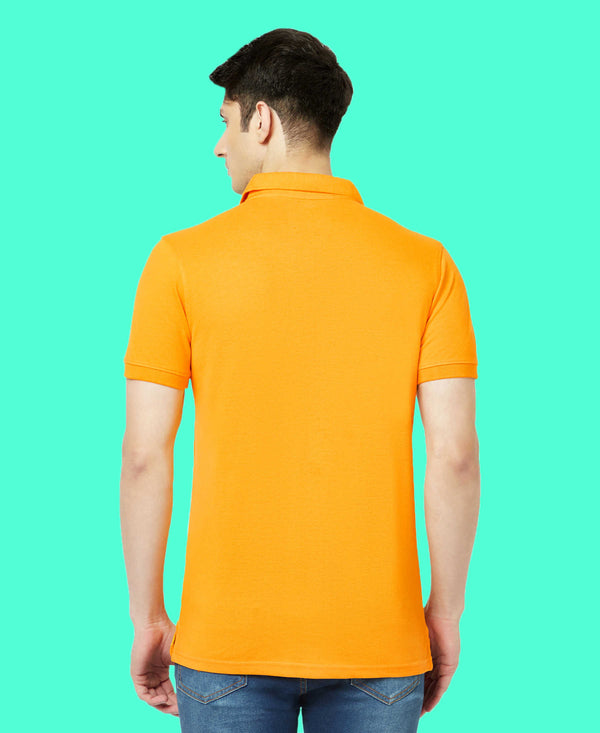 HiFlyers Men'S Solid Regular Fit Polo T-Shirt With Pocket -Mustard