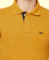 HiFlyers Men'S Solid Tshirts With Pocket Mustard