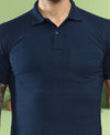 T.T. Men Slim Fit Cotton Polyster Pique Polo Half Sleeve T-Shirt Navy