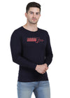 HiFlyers Mens Navy Regular FitPrinted Round Neck Full Sleev Tshirt