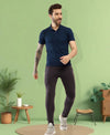 T.T. Men Slim Fit Cotton Polyster Pique Polo Half Sleeve T-Shirt Navy