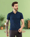 T.T. Men Slim Fit Cotton Polyster Pique Polo Half Sleeve T-Shirt Navy