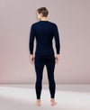T.T. Men Regular Fit Hotpot Dyed Cotton Fleece Heavy Winter Thermal Set (Top & Bottom) -Navy