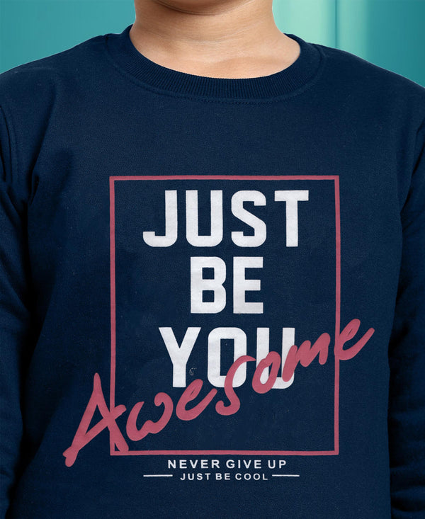 HiFlyers Boys Regular Fit | Premium Cotton Fleece |Full Sleeves|Round Neck|Trendy Winter Wear| Sweatshirts For Boys And Girls -Airforce