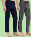 T.T. Men Regular Fit Poly Jersey Cut And Sew Trackpant Pack Of 2-Grey-Navy