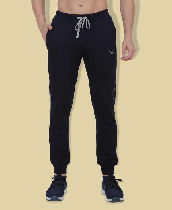 HiFlyers Mens Navy Slim Fit Solid Terry Joggers