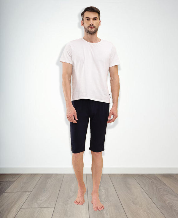 T.T. Men'S Poly Jersey Cut & Sew Three Fourth -Navy