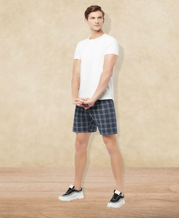 T.T. Men Cool Check Shorts Pack Of 1 Nvy