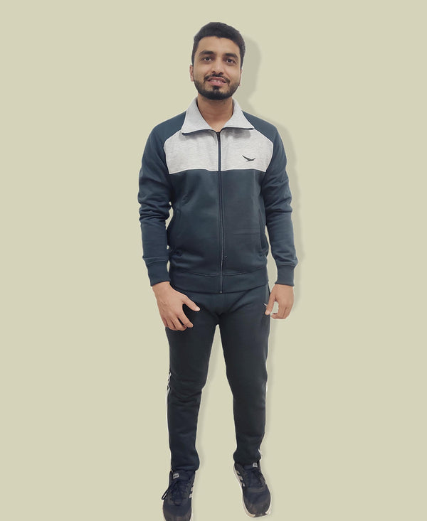 HiFlyers Mens Navy Regular FitSolid Fleece Tracksuit