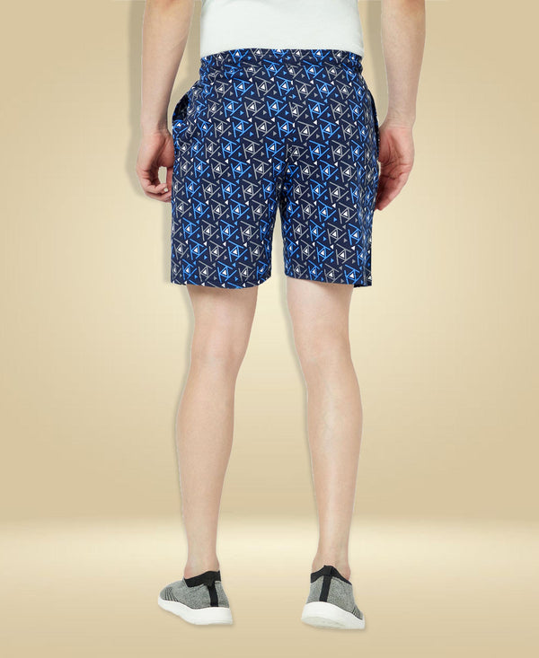 T.T. Mens Cotton Regular FitPrinted Bermuda Shorts With ZipperNavy-Grey