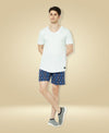 T.T. Mens Cotton Regular FitPrinted Bermuda Shorts With ZipperNavy-Grey
