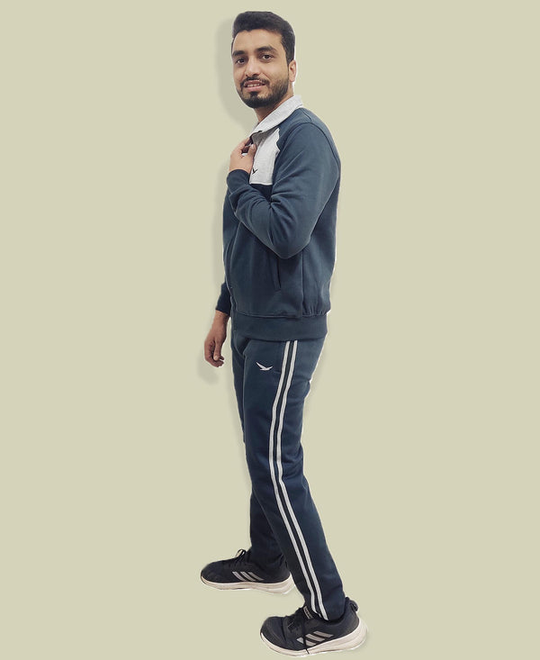 HiFlyers Mens Navy Regular FitSolid Fleece Tracksuit
