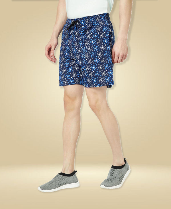 T.T. Mens Cotton Regular FitPrinted Bermuda Shorts With ZipperNavy-Grey