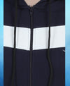 HiFlyers Mens Navy-White Regular Fit Printed Sweatshirt With Hood And Zipper