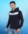 HiFlyers Mens Navy-White Regular Fit Printed Sweatshirt With Hood And Zipper