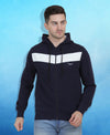 HiFlyers Mens Navy-White Regular Fit Printed Sweatshirt With Hood And Zipper