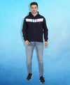HiFlyers Mens Navy-White Regular Fit Printed Sweatshirt With Hood And Zipper